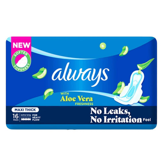 Always With Aloe Vera Freshness Maxi Thick Extra Long 16 Pads - Lahore Basket