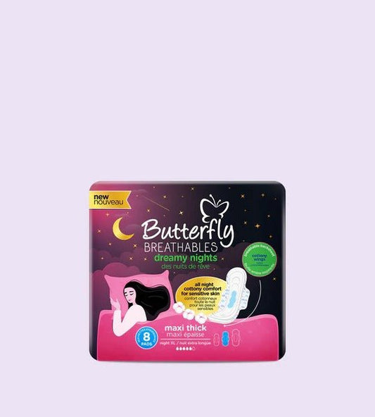 Butterfly Breathables Dreamy Nights Cottony Comfort Maxi Thick 8 Extra Long Pads - Lahore Basket