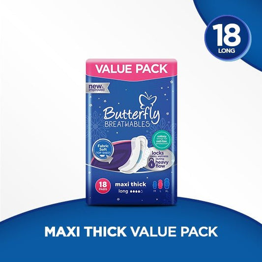 Butterfly Maxi Thick Long Value Pack 18 Pads - Lahore Basket