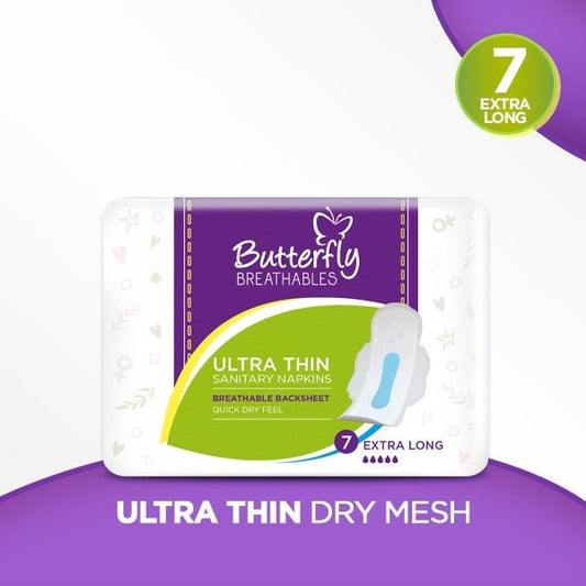 Butterfly Ultra Thin Sanitary Napkin 7 Extra Long Pads - Lahore Basket