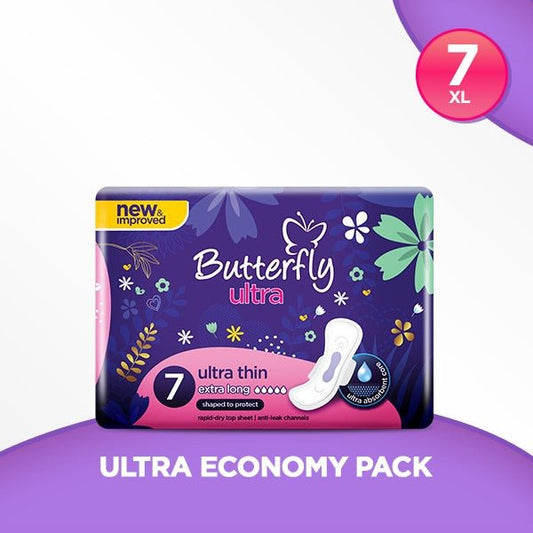 Butterfly Ultra Thin Sanitary Napkins 7 Extra Long Pads - Lahore Basket