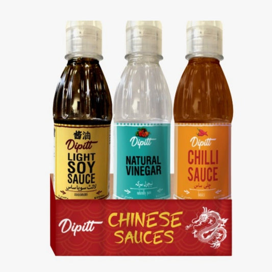 Dipitt Chinese Sauces 300 ml (Light Soya Sauce, Chilli Sauce, Vinegar) - Lahore Basket
