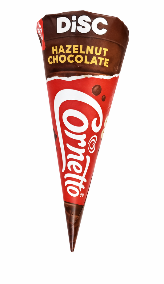 Wall's Cornetto Hazelnut Chocolate disc ice cream cone