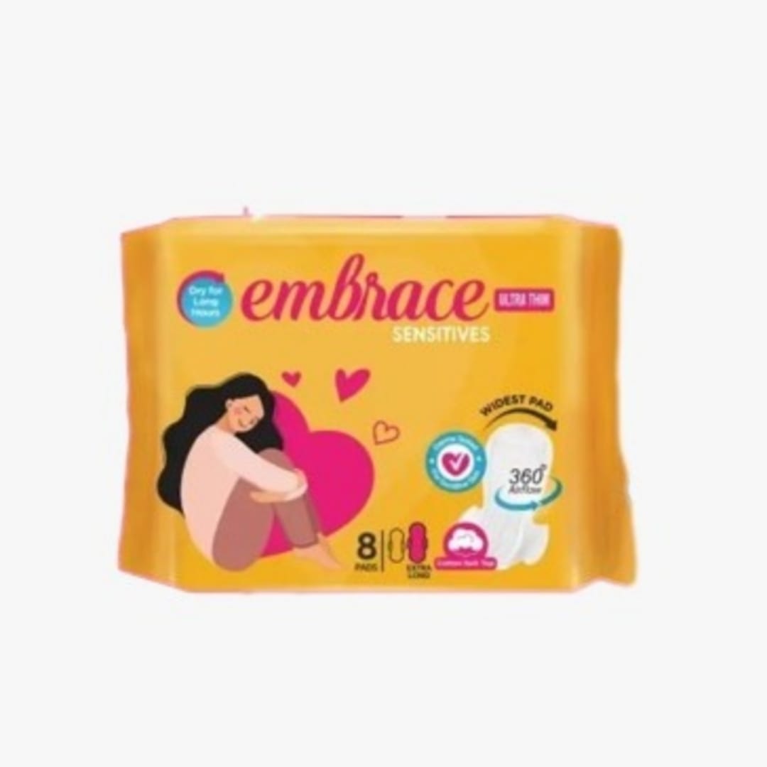 Embrace Maxi Sensitives 8 Extra Long Pads - Lahore Basket