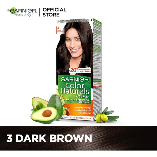 Garnier Color Naturals Permanent Hair Color 3 Natural Dark Brown - Lahore Basket