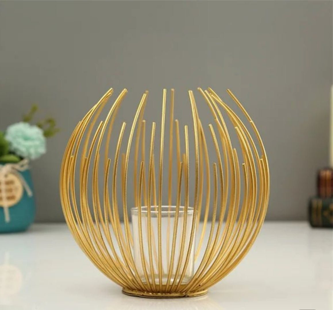 Golden Globe Inside Candle Holder Large - Lahore Basket