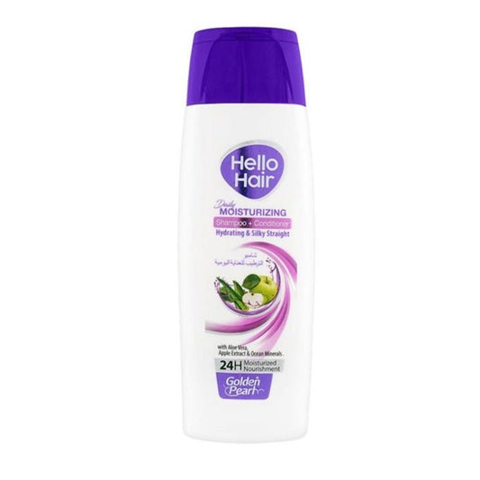 Golden Pearl Hello Hair Daily Moisturizing Shampoo + Conditioner Hydrating & Silky Straight With Aloe Vera, Apple Extract & Ocean Minerals 185 ml - Lahore Basket