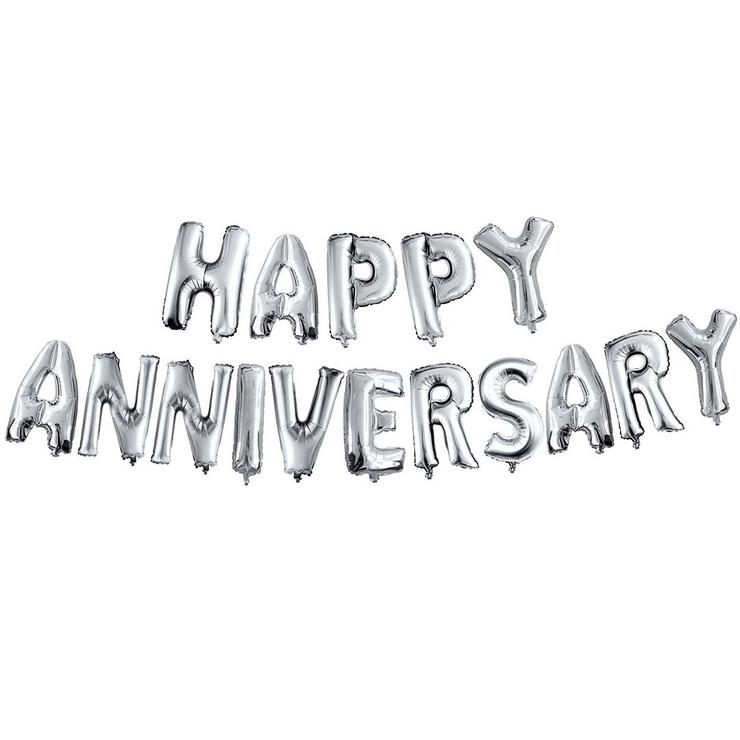 Happy Anniversary Foil Baloon Silver - Lahore Basket