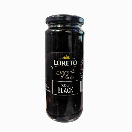 Loreto Spanish Olives Sliced Back 300 gm - Lahore Basket