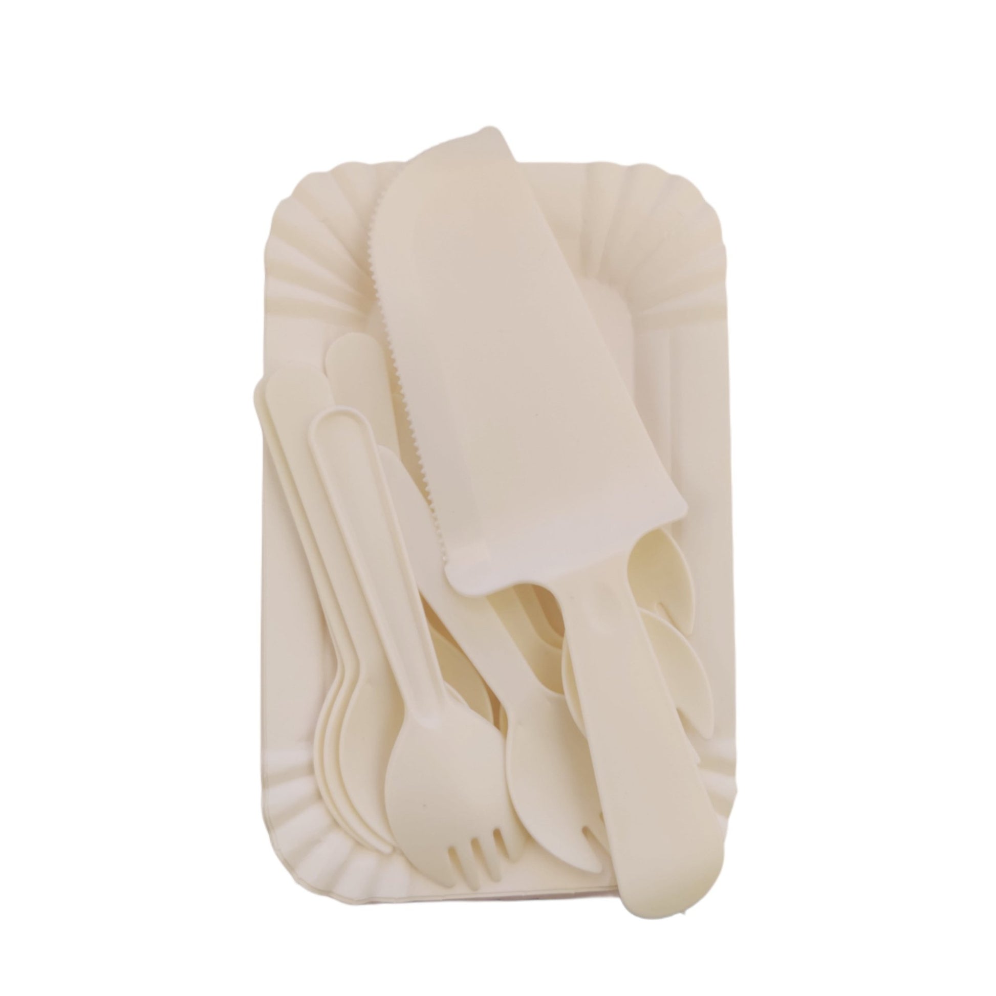 Plastic Disposable Cake Knife And Fork Set (10Pcs) - Lahore Basket