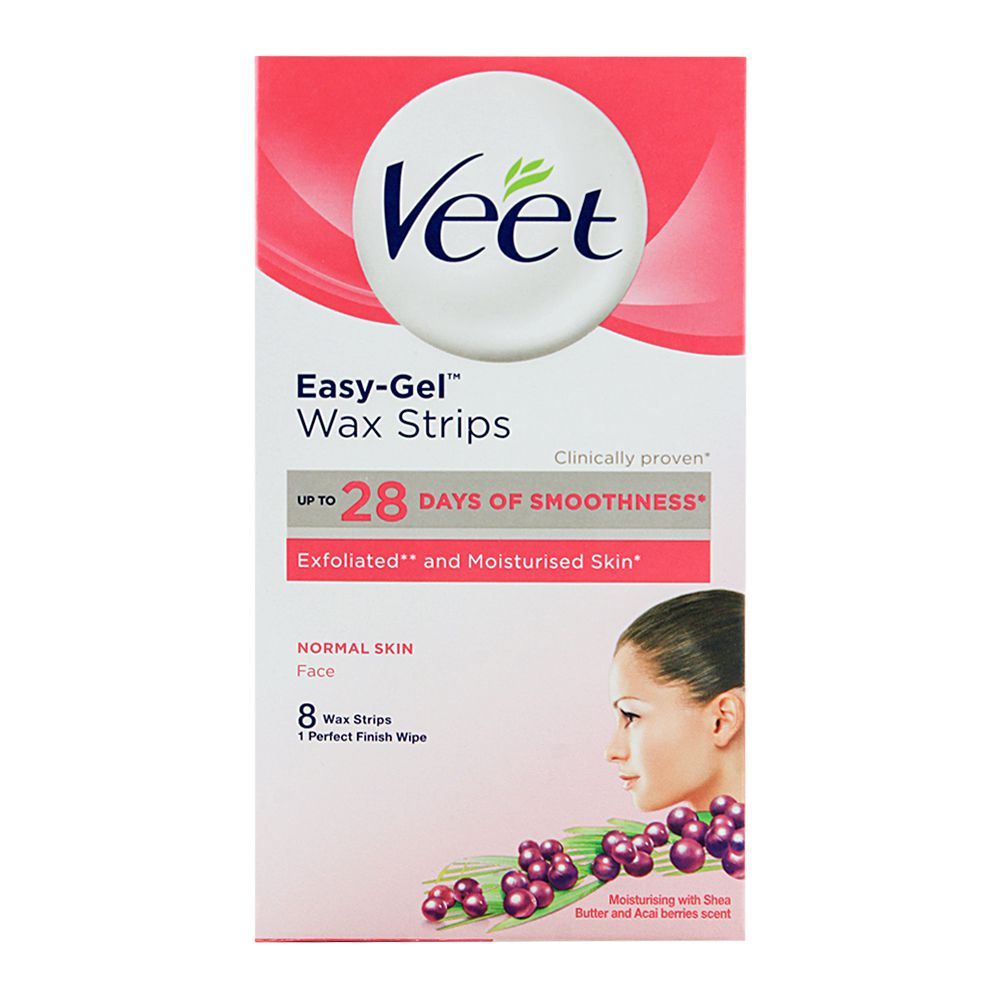 Veet Easy - Gel Face 8 Wax Strips Normal Skin - Lahore Basket