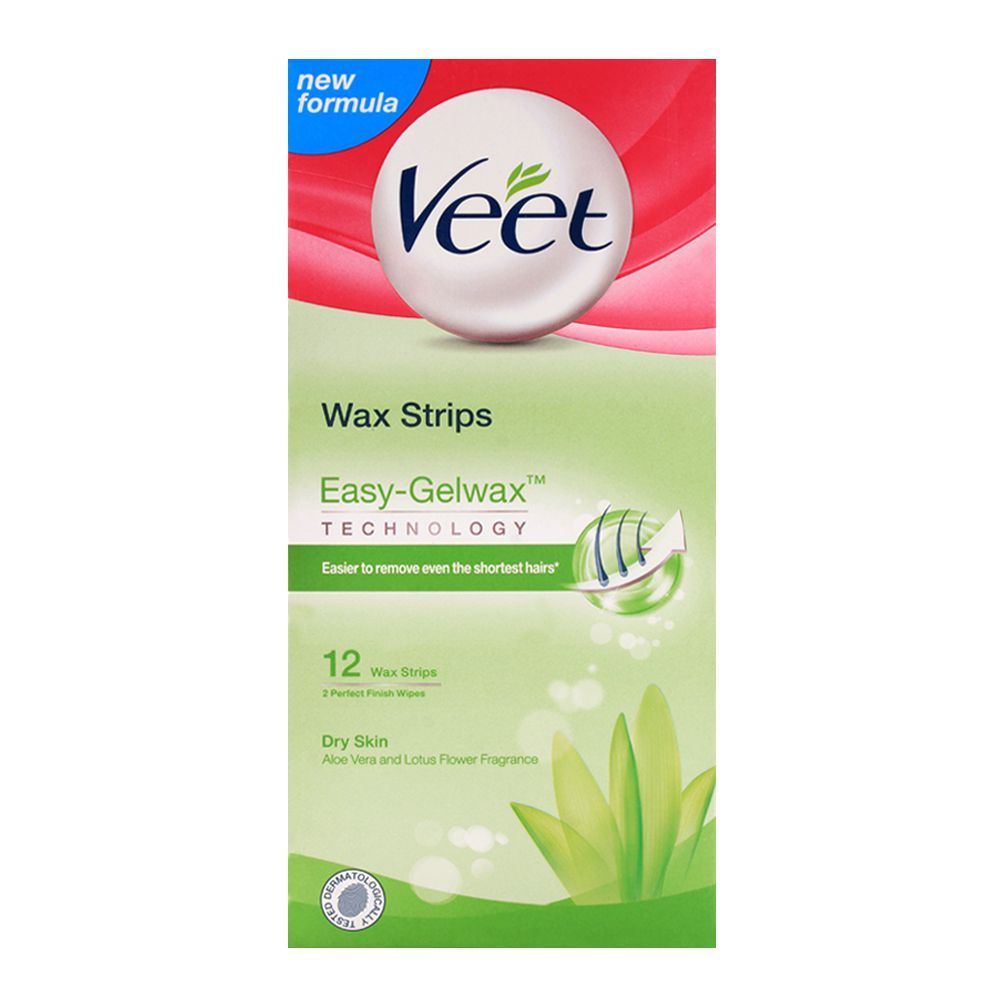 Veet Easy Gel Wax Strips with Aloe Vera and Lotus Flower 12 Strips - Lahore Basket