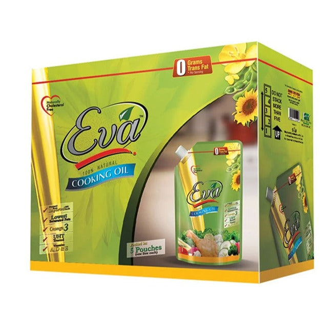 Eva Cooking Oil Stand Up Pouch 1 x 5 Ltr Carton