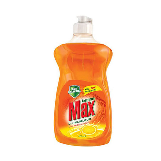 Lemon Max Dishwash Liquid, With Real Lemon Juice, 475 ml