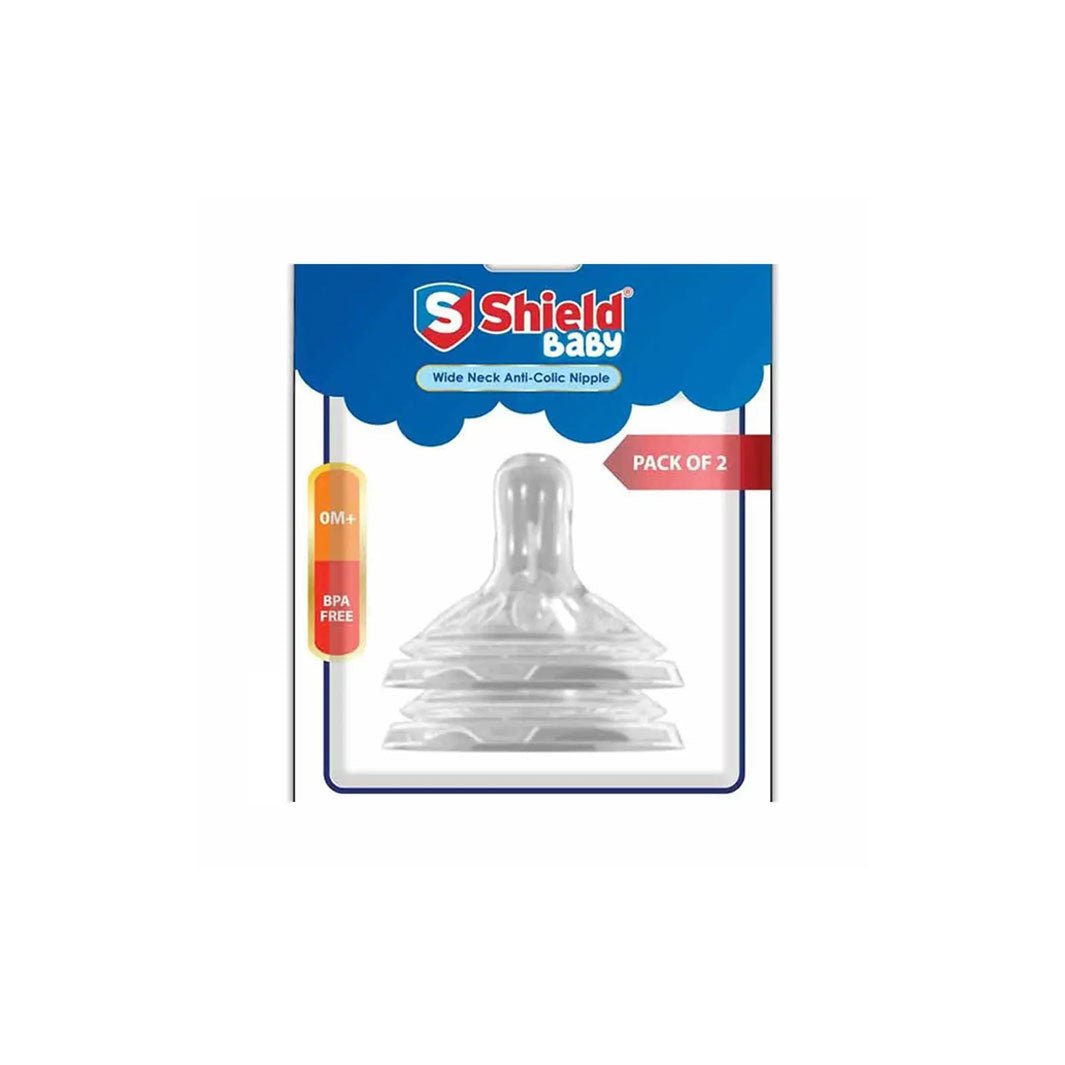 Shield Baby Wide Neck Anti Colic Nipple 2 Pcs, 0M+ - Lahore Basket